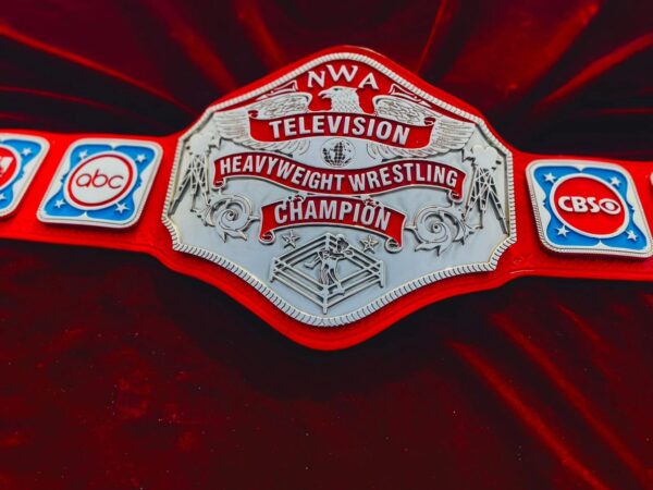 NWA World Television Championship "red strap" belt BY EPIC QUALITY